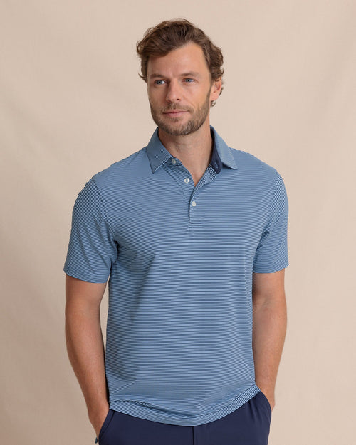 The front view of the Southern Tide brrr°®-eeze Meadowbrook Stripe Polo by Southern Tide - Ocean Channel 