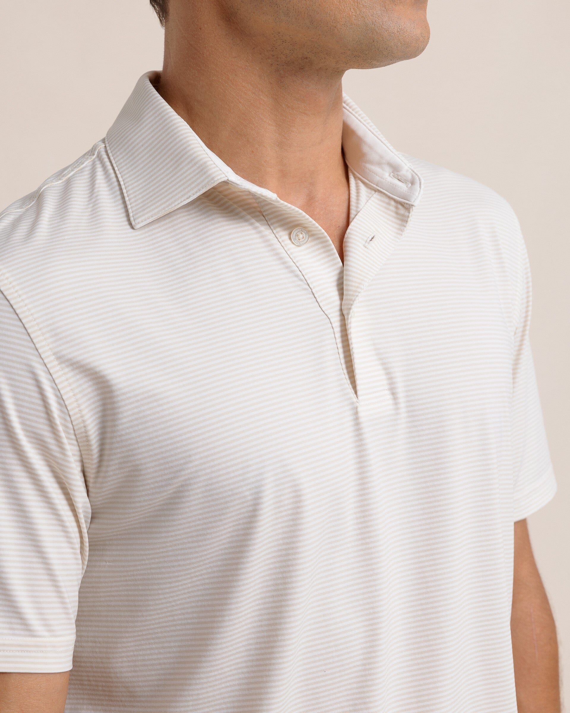brrr°®-eeze Meadowbrook Stripe Polo - Sand White